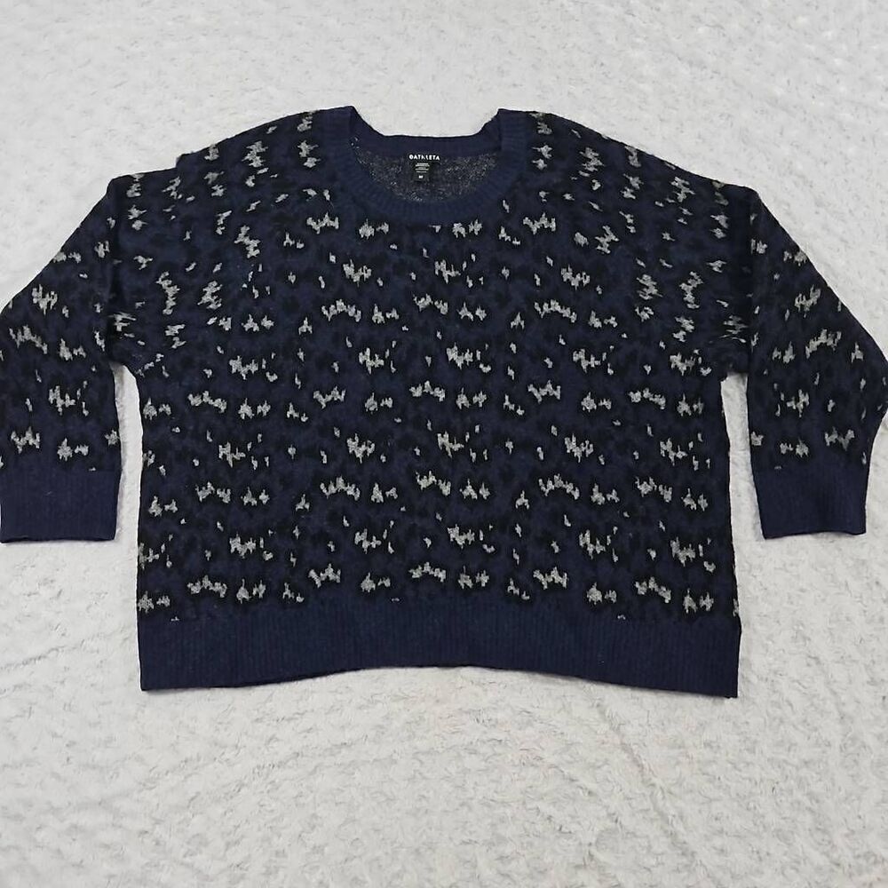 Athleta Size 3X Hawthorn textured crew sweater black blue animal print Womens
